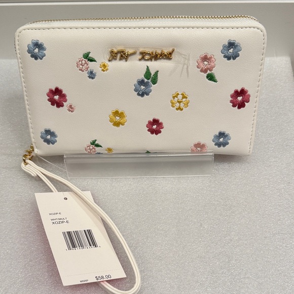 Betsey Johnson Handbags - Betsey Johnson floral embroidered zip around wristlet wallet NWT